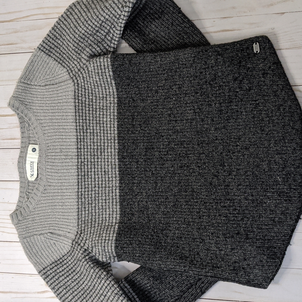 Carve Designs Striped Wool Sweater Grey Size Small